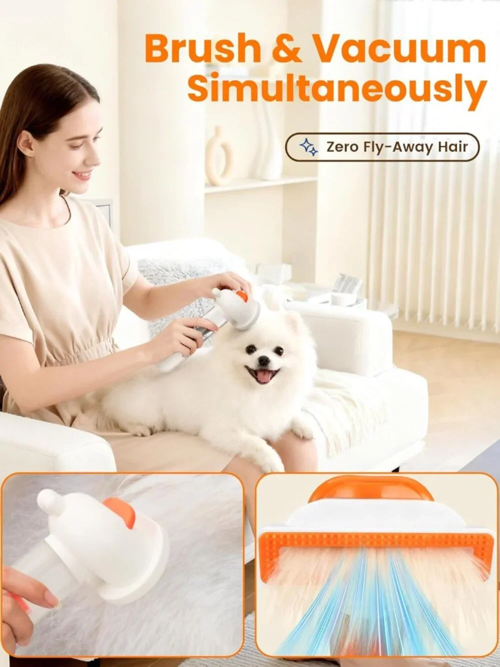 Vacuum Dog Brush for Shedding, 4-in-1